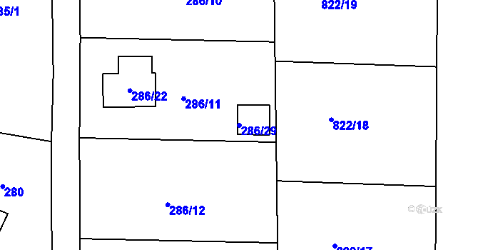 Parcela st. 286/29 v KÚ Jirny, Katastrální mapa