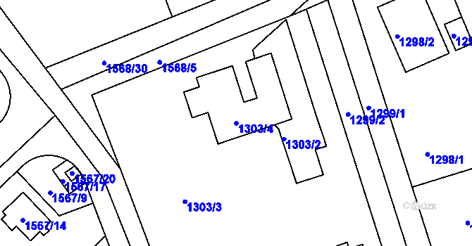 Parcela st. 1303/4 v KÚ Jirny, Katastrální mapa