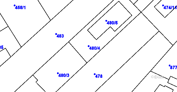 Parcela st. 480/4 v KÚ Jirny, Katastrální mapa