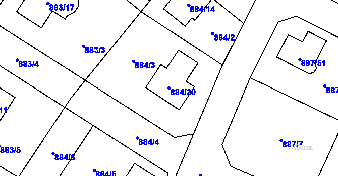 Parcela st. 884/20 v KÚ Jirny, Katastrální mapa