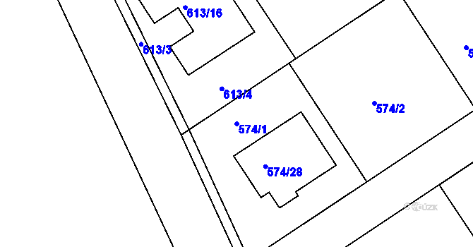 Parcela st. 574/1 v KÚ Jirny, Katastrální mapa