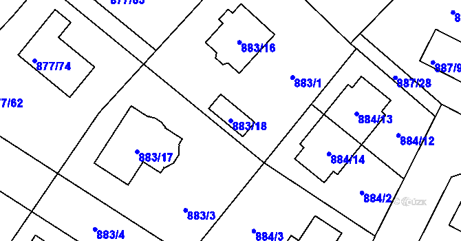 Parcela st. 883/18 v KÚ Jirny, Katastrální mapa
