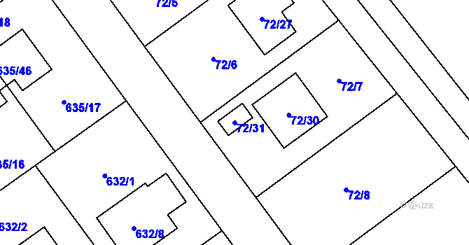 Parcela st. 72/31 v KÚ Jirny, Katastrální mapa