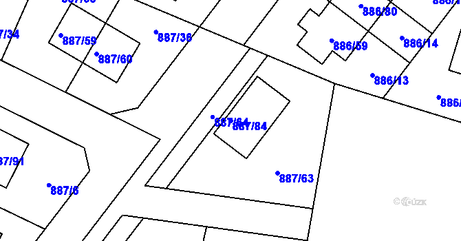 Parcela st. 887/84 v KÚ Jirny, Katastrální mapa