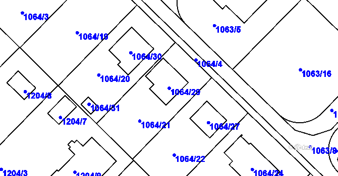Parcela st. 1064/29 v KÚ Jirny, Katastrální mapa