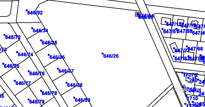 Parcela st. 646/26 v KÚ Jirny, Katastrální mapa