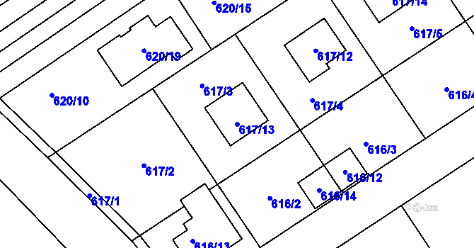 Parcela st. 617/13 v KÚ Jirny, Katastrální mapa