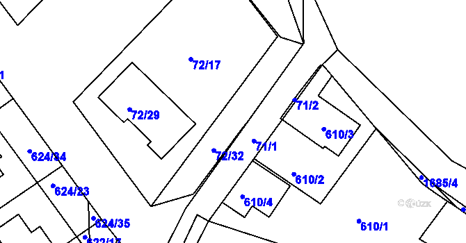 Parcela st. 72/32 v KÚ Jirny, Katastrální mapa