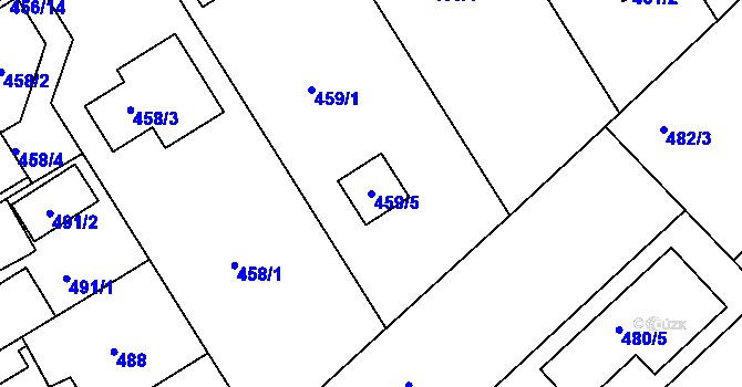 Parcela st. 459/5 v KÚ Jirny, Katastrální mapa