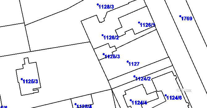 Parcela st. 1126/3 v KÚ Jirny, Katastrální mapa