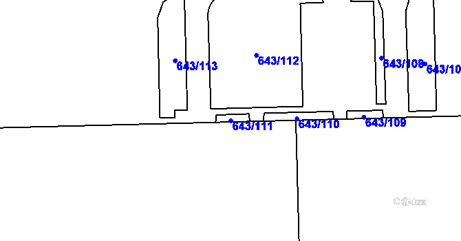 Parcela st. 643/111 v KÚ Jirny, Katastrální mapa