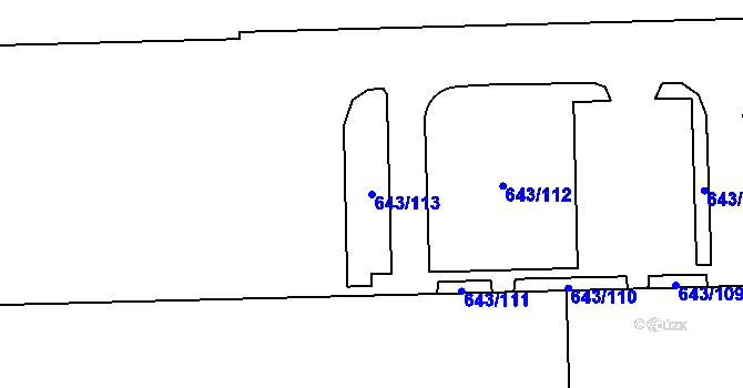 Parcela st. 643/113 v KÚ Jirny, Katastrální mapa