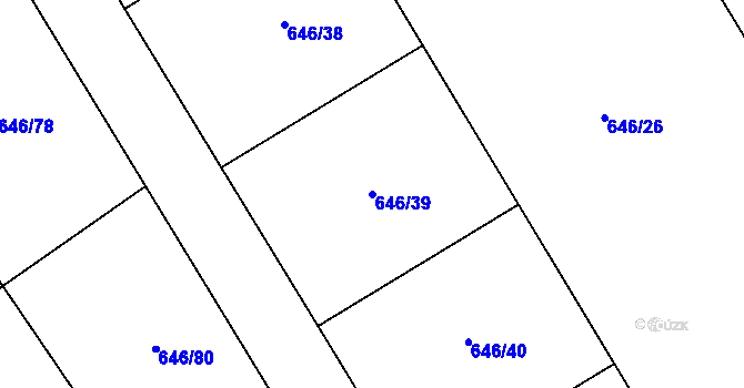 Parcela st. 646/39 v KÚ Jirny, Katastrální mapa