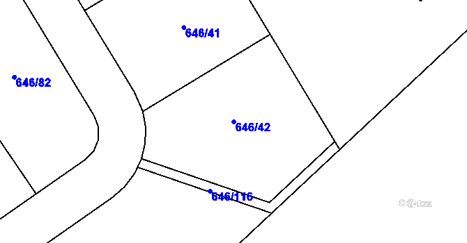 Parcela st. 646/42 v KÚ Jirny, Katastrální mapa