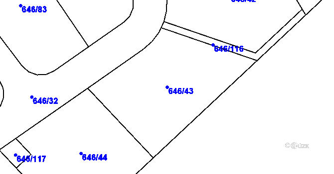 Parcela st. 646/43 v KÚ Jirny, Katastrální mapa
