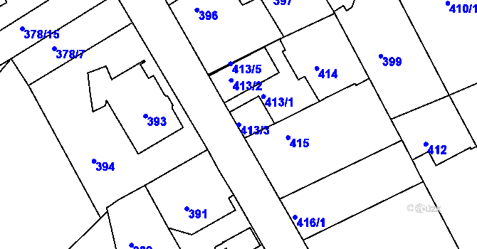 Parcela st. 413/3 v KÚ Jirny, Katastrální mapa