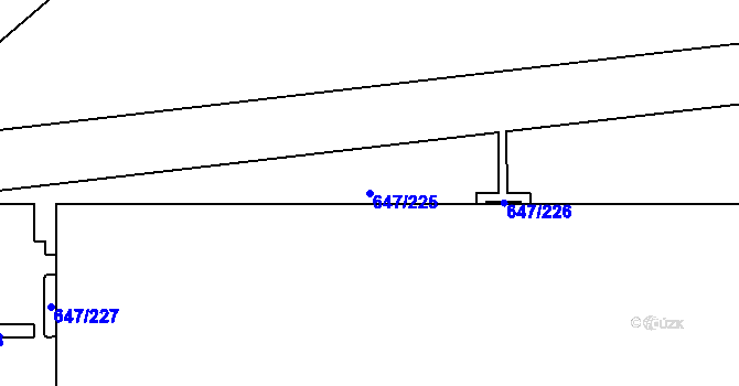 Parcela st. 647/225 v KÚ Jirny, Katastrální mapa