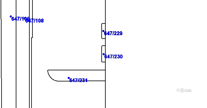 Parcela st. 647/230 v KÚ Jirny, Katastrální mapa