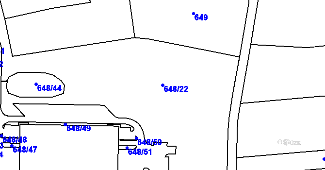 Parcela st. 648/22 v KÚ Jirny, Katastrální mapa