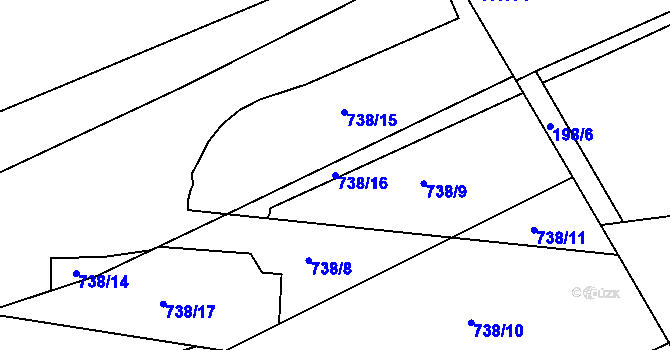 Parcela st. 738/16 v KÚ Jirny, Katastrální mapa
