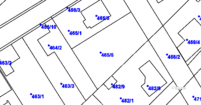 Parcela st. 465/5 v KÚ Jirny, Katastrální mapa