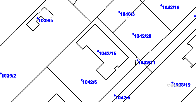 Parcela st. 1042/15 v KÚ Jirny, Katastrální mapa