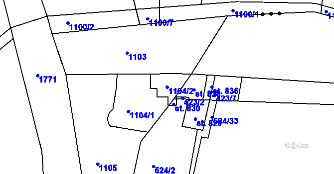 Parcela st. 1104/2 v KÚ Jirny, Katastrální mapa