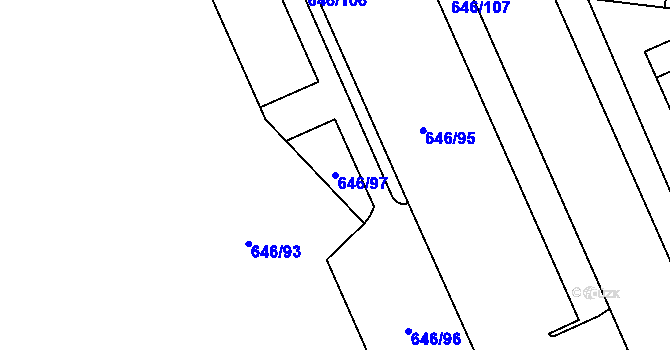 Parcela st. 646/97 v KÚ Jirny, Katastrální mapa