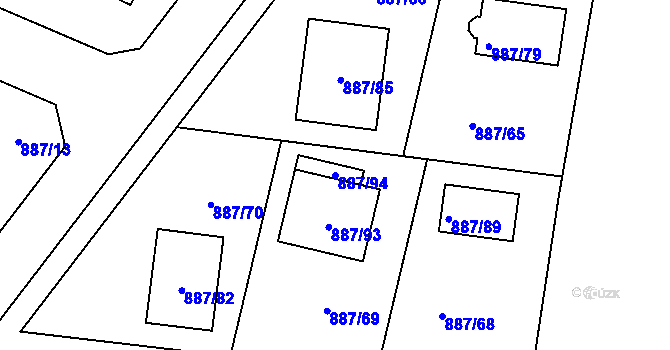 Parcela st. 887/94 v KÚ Jirny, Katastrální mapa