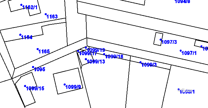 Parcela st. 1099/18 v KÚ Jirny, Katastrální mapa