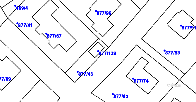 Parcela st. 877/139 v KÚ Jirny, Katastrální mapa