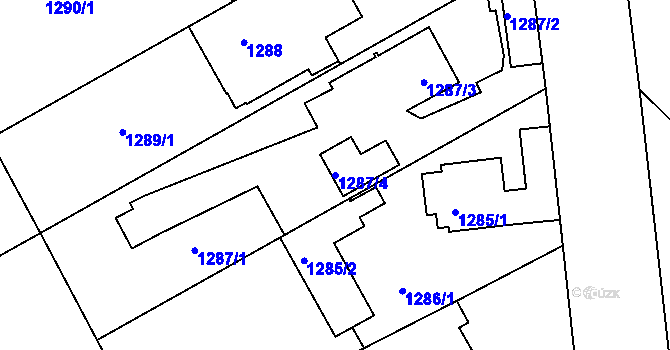 Parcela st. 1287/4 v KÚ Jirny, Katastrální mapa
