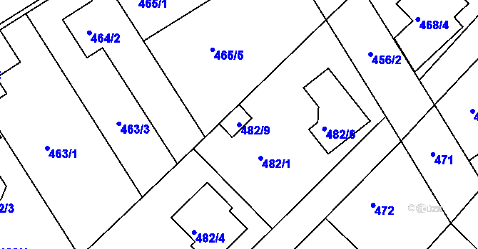 Parcela st. 482/9 v KÚ Jirny, Katastrální mapa