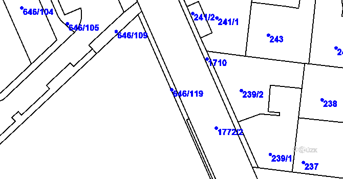 Parcela st. 646/119 v KÚ Jirny, Katastrální mapa