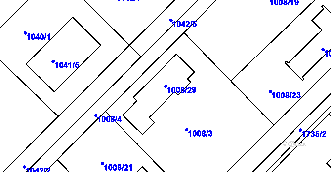 Parcela st. 1008/29 v KÚ Jirny, Katastrální mapa