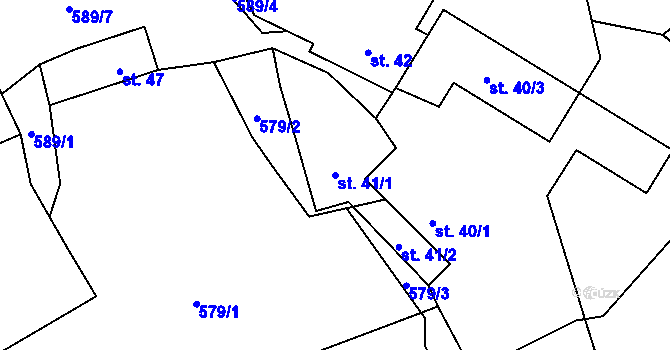 Parcela st. 41/1 v KÚ Dolní Borek, Katastrální mapa