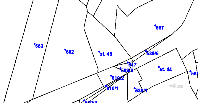 Parcela st. 45 v KÚ Dolní Borek, Katastrální mapa