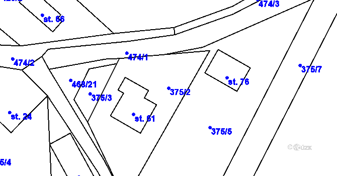 Parcela st. 375/2 v KÚ Dolní Borek, Katastrální mapa