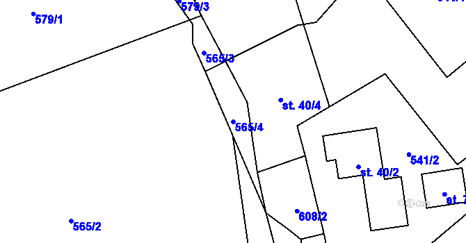Parcela st. 565/4 v KÚ Dolní Borek, Katastrální mapa