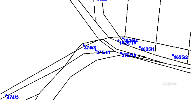 Parcela st. 375/11 v KÚ Dolní Borek, Katastrální mapa