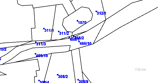Parcela st. 466/16 v KÚ Dolní Borek, Katastrální mapa