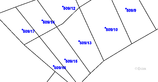 Parcela st. 509/13 v KÚ Dolní Borek, Katastrální mapa