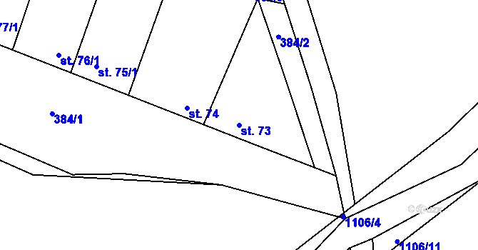 Parcela st. 73 v KÚ Jiřetice u Neustupova, Katastrální mapa