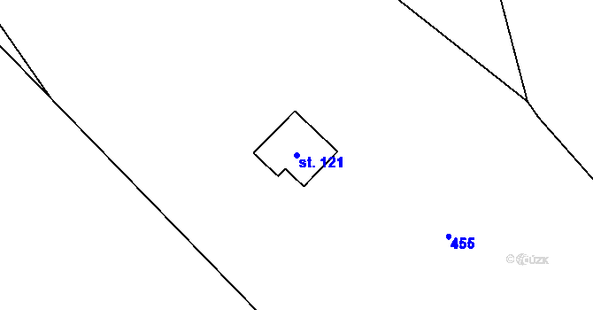 Parcela st. 121 v KÚ Jiřetice u Neustupova, Katastrální mapa
