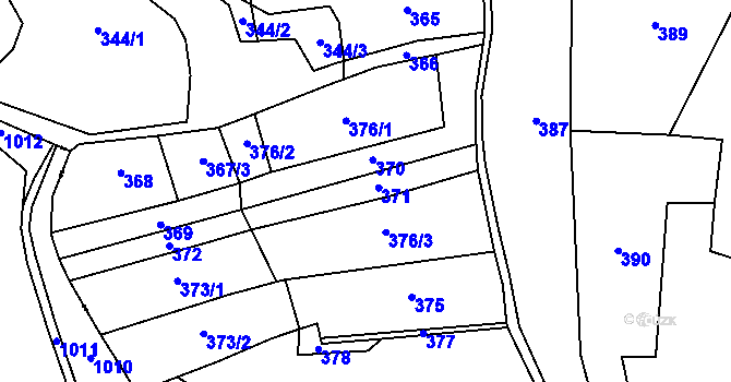 Parcela st. 376 v KÚ Jiřetice u Neustupova, Katastrální mapa