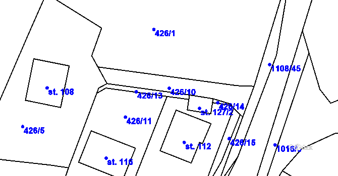 Parcela st. 426/10 v KÚ Jiřetice u Neustupova, Katastrální mapa