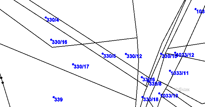 Parcela st. 330/5 v KÚ Jiřetice u Neustupova, Katastrální mapa