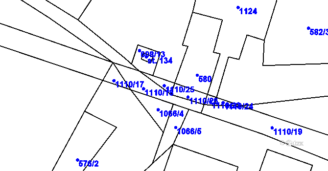 Parcela st. 1110/25 v KÚ Jiřetice u Neustupova, Katastrální mapa