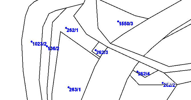 Parcela st. 262/3 v KÚ Jiřetice u Neustupova, Katastrální mapa