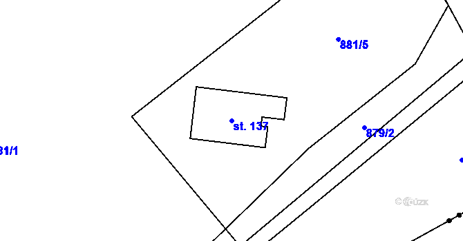 Parcela st. 137 v KÚ Jiřetice u Neustupova, Katastrální mapa